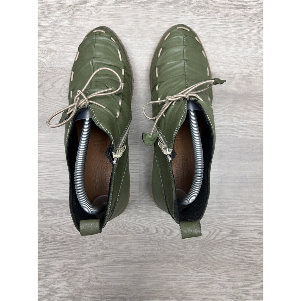Spring Step Nespea Leather Wedge Booties Olive Green Size 41 (US 10) Size Zip - Picture 8 of 12